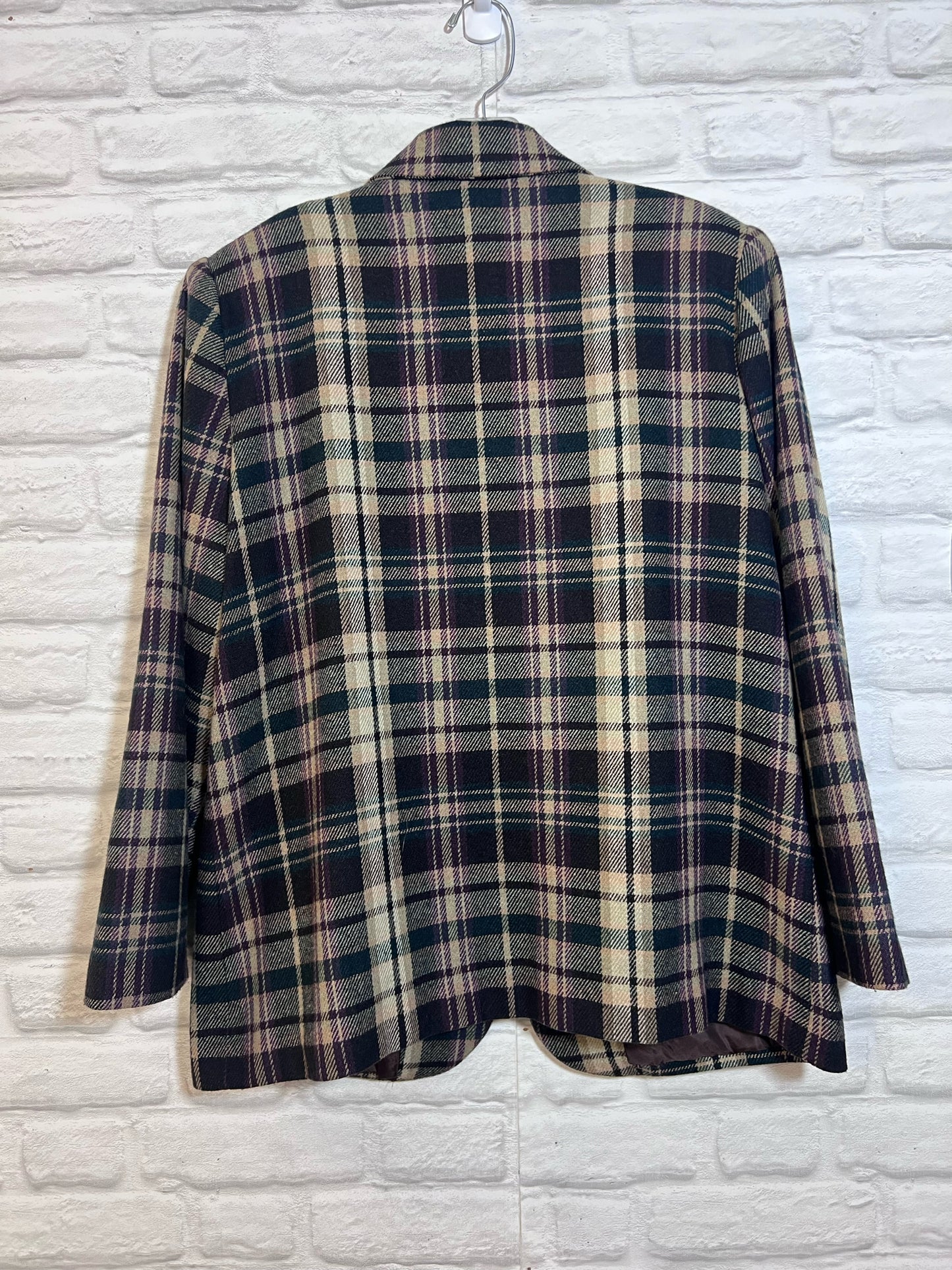 Size 14 P Sag Harbor Brown Muticolor Plaid Wool Blend Blazer