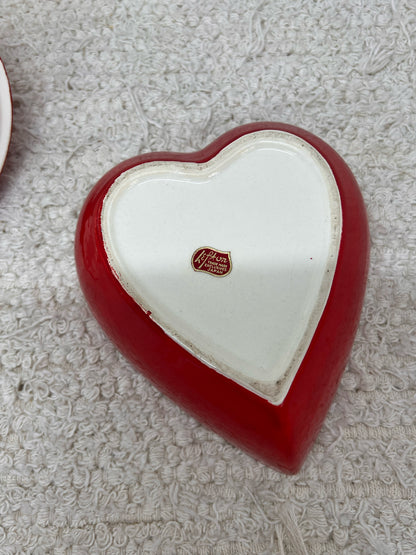 Lefton Heart-Shaped Lovebirds Candy Dish