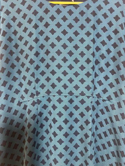 Size M CAbi Blue Cap Sleeve Patterned  Blouse