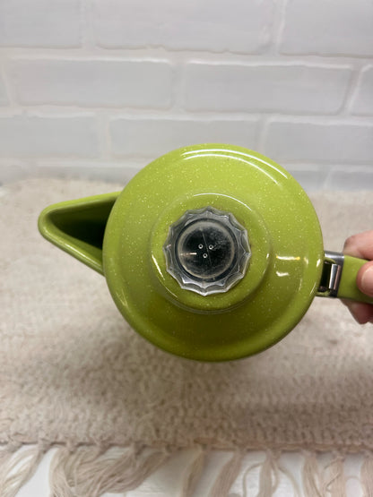 Vintage Green Speckled Enamelware Coffee Pot