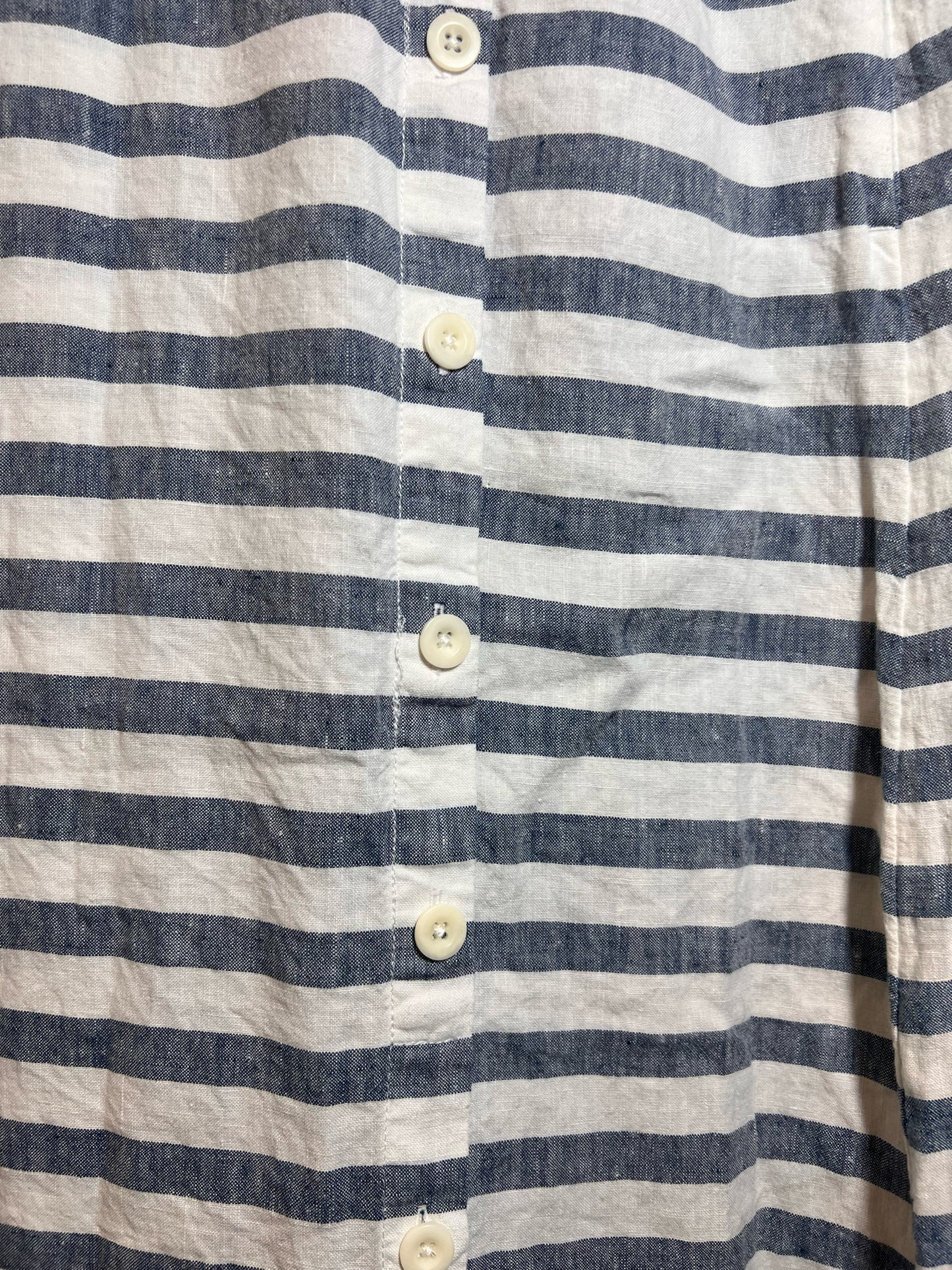 Size 1X J Jill Blue & White Striped Linen Midi Skirt