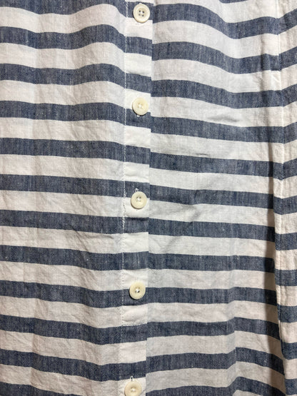 Size 1X J Jill Blue & White Striped Linen Midi Skirt