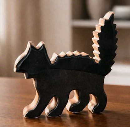 Black Enameled Front Cat Shelf Sitter 7.7 x 6.3 Inches