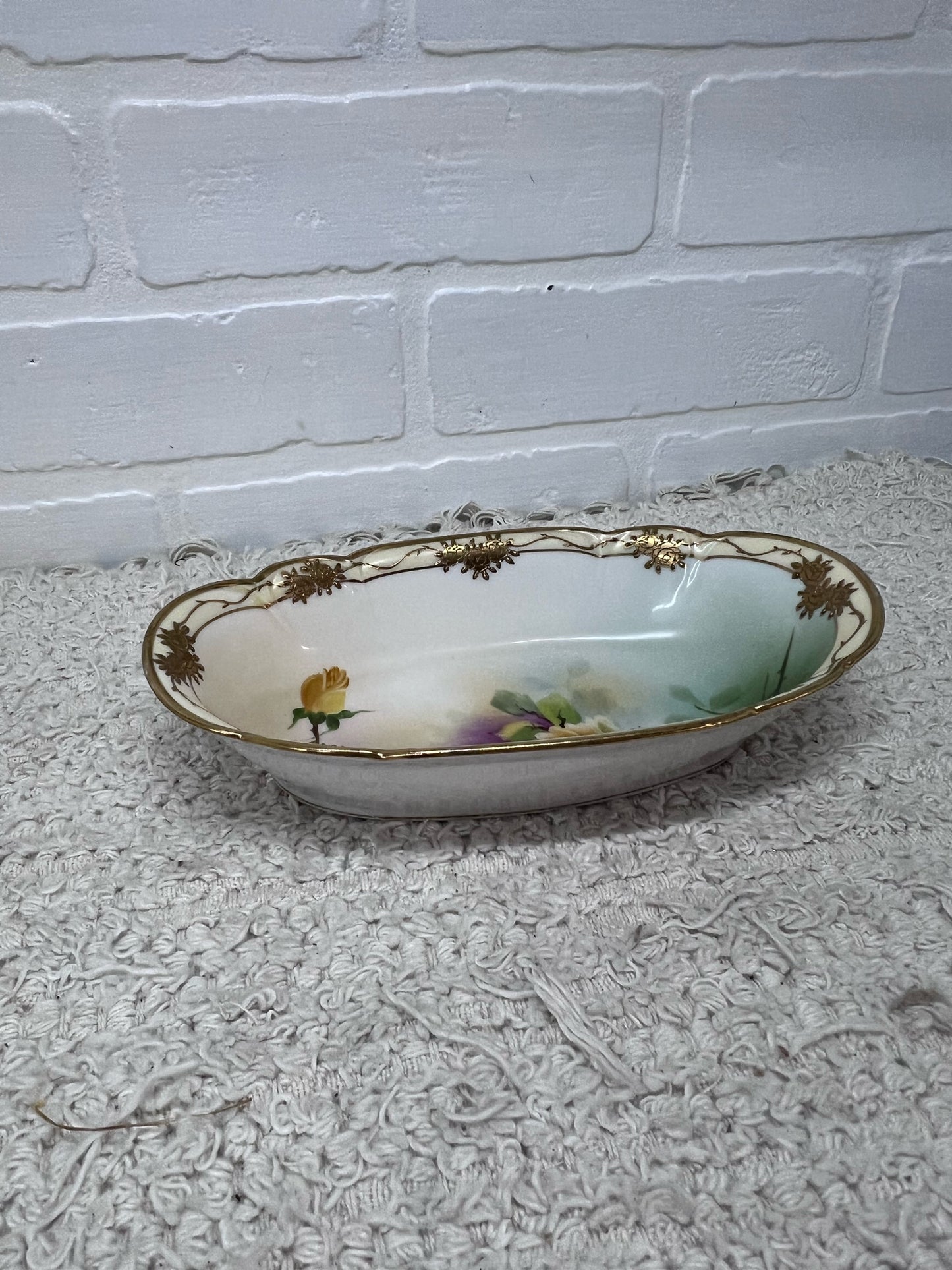 Vintage Nippon China Hand Painted Rose Floral Dish