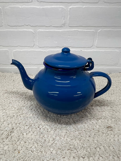 Vintage Blue Enamelware Teapot