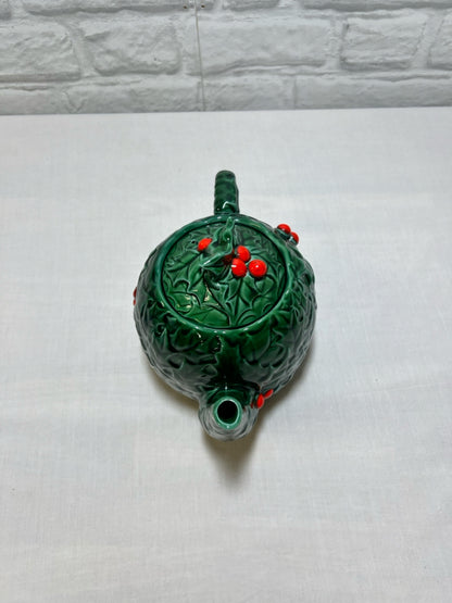 Lefton holly Christmas teapot, vintage