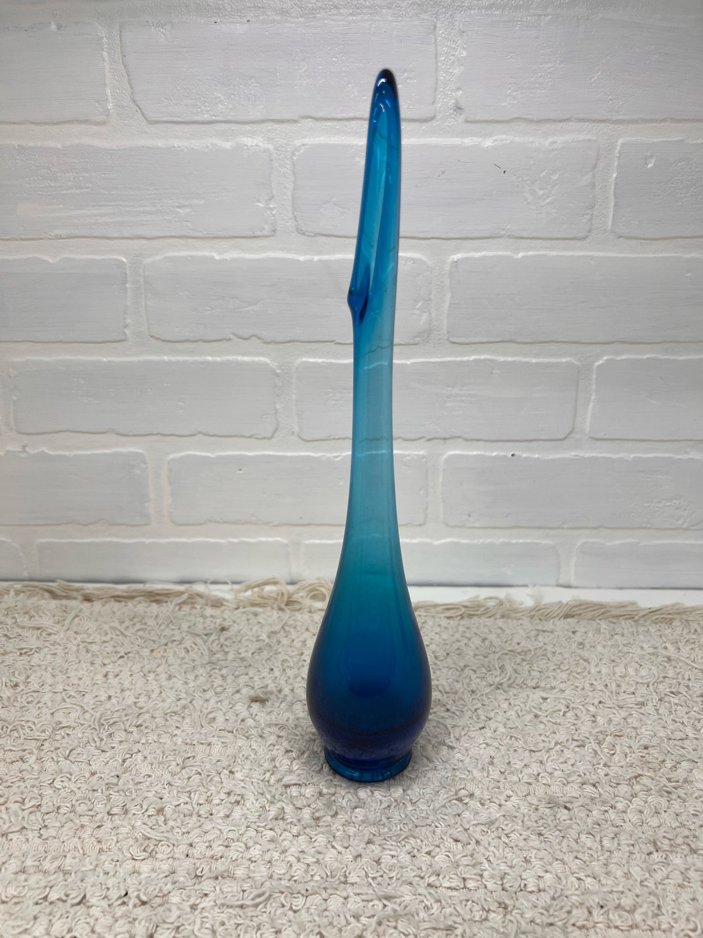 Viking Glass 12" Swung Glass Vase in Blue - MCM Decor