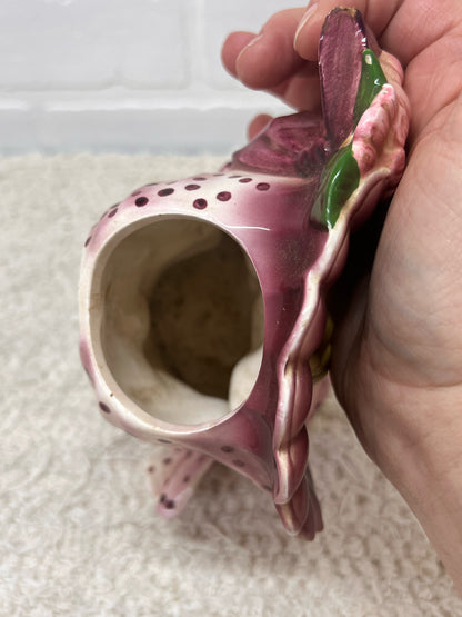 Ucagco Japan Vintage Lady Head Vase Southern Belle Pink Polka Dot