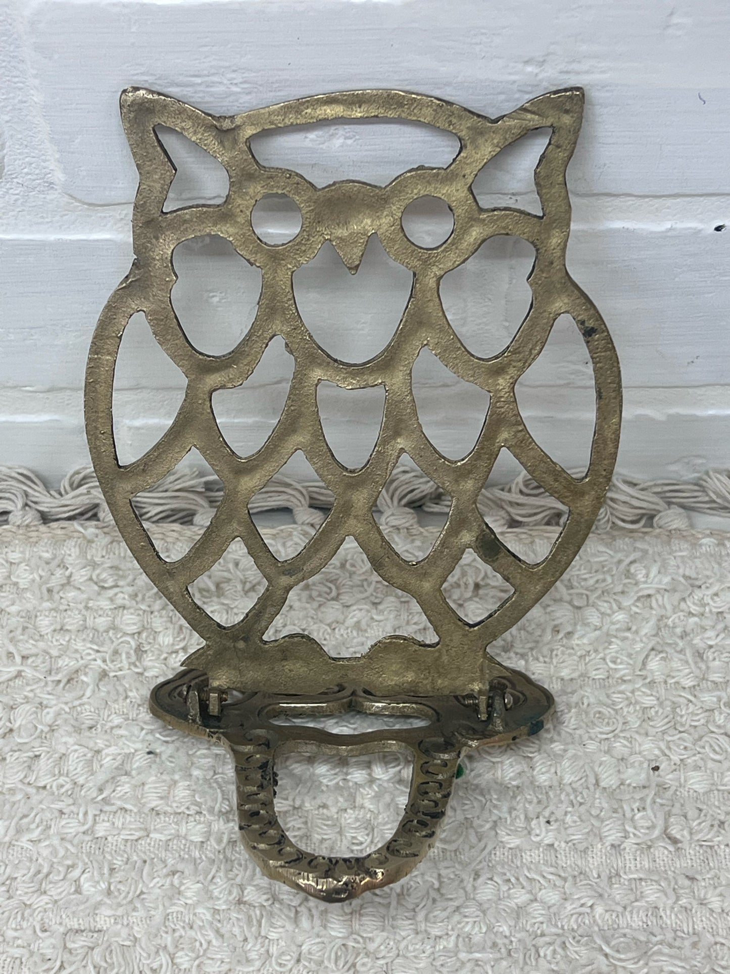 Vintage Brass Owl Folding Book End