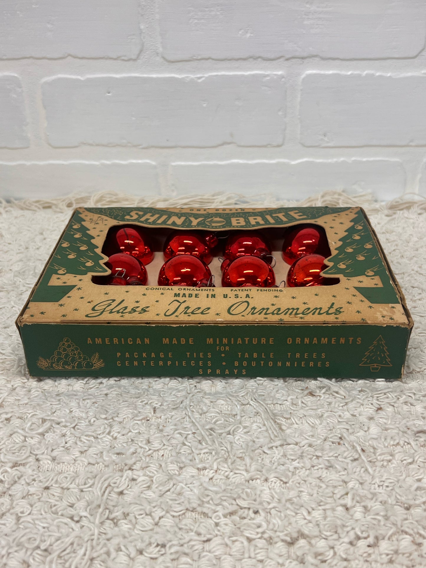 Shiny Brite Ornament Set - 12 Red Mini Ornaments in Original Box