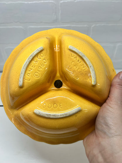 Lane & Co yellow pottery divided dish