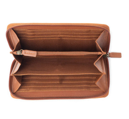 Myra Bag Rogue Hand-Tooled Leather RFID Wallet – Women’s Genuine Leather Western Wallet with Multiple Card Slots, 7.5"x4", Secure Mid-Open Design