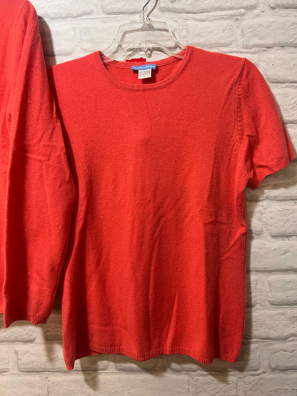 Size L White + Warren Peach Cashmere Sweater Set (2 Piece)