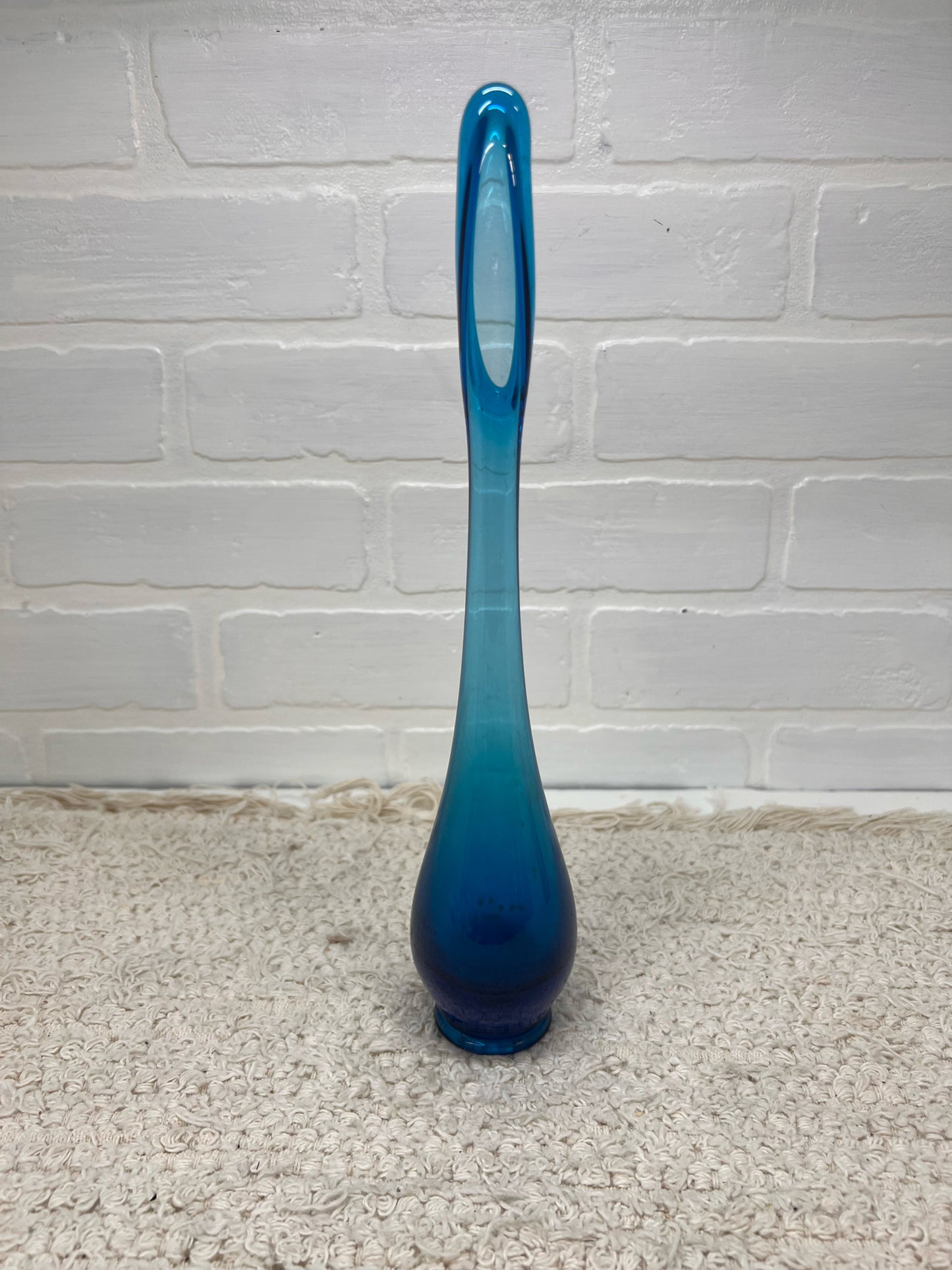 Viking Glass 12" Swung Glass Vase in Blue - MCM Decor