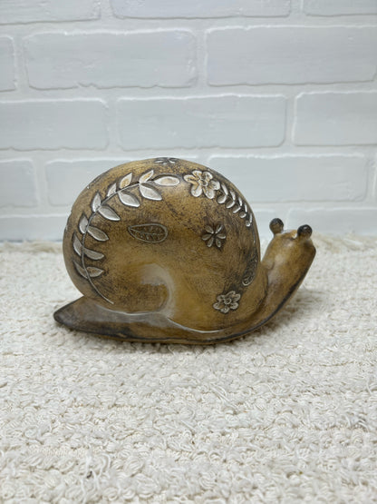 Faux wood resin floral snail