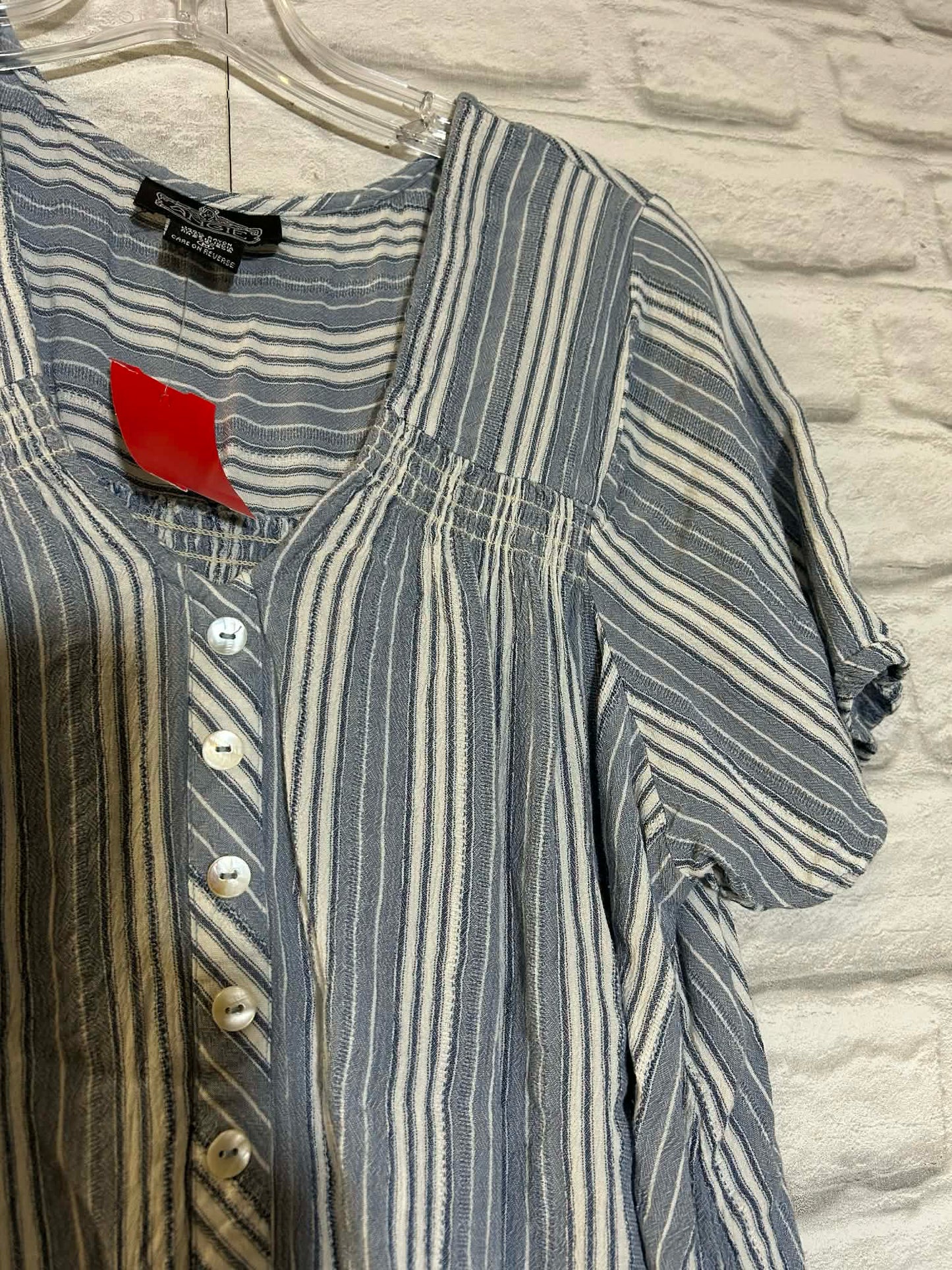 Size M Angie Blue & white Striped Rayon Blouse