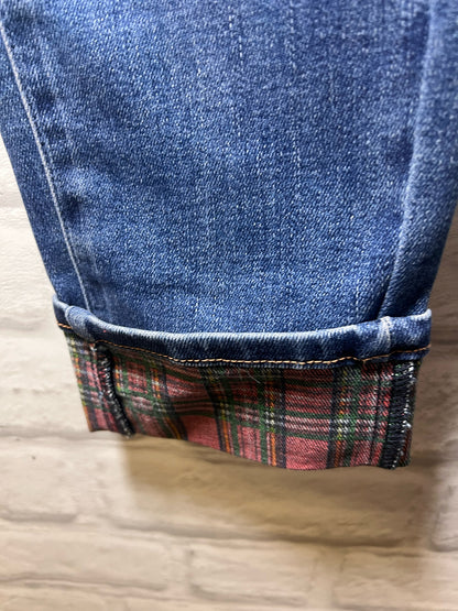 Judy Blue Mid-Rise Boyfriend Fit With  Plaid Cuffs