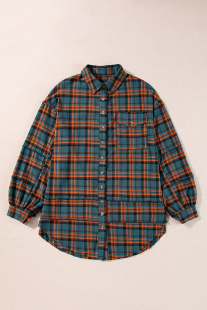Side Split Distressed Hem Plaid Shirts - Multiple Color Options