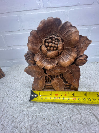 Vintage Book Ends - Floral Carved Look