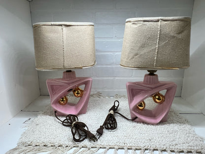 Pink & Gold MCM Boudoir Lamp Set