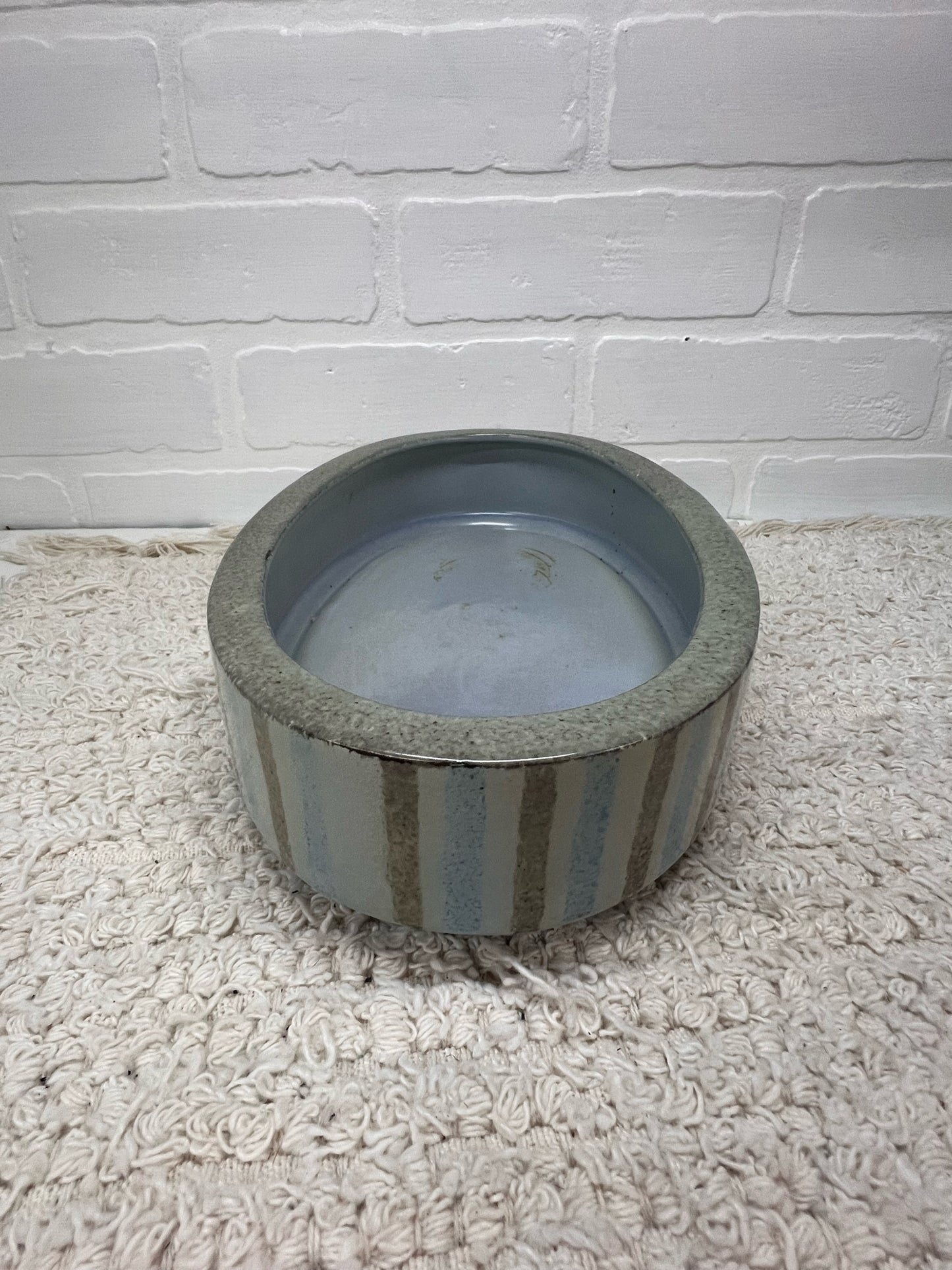 Red Wing Pottery Monarch Line Oval Shallow Planter Blue/Gray Stripe