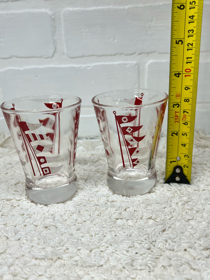 Art Deco Hazel Atlas nautical cocktail shaker w/ two glasses - HARD TO FIND!
