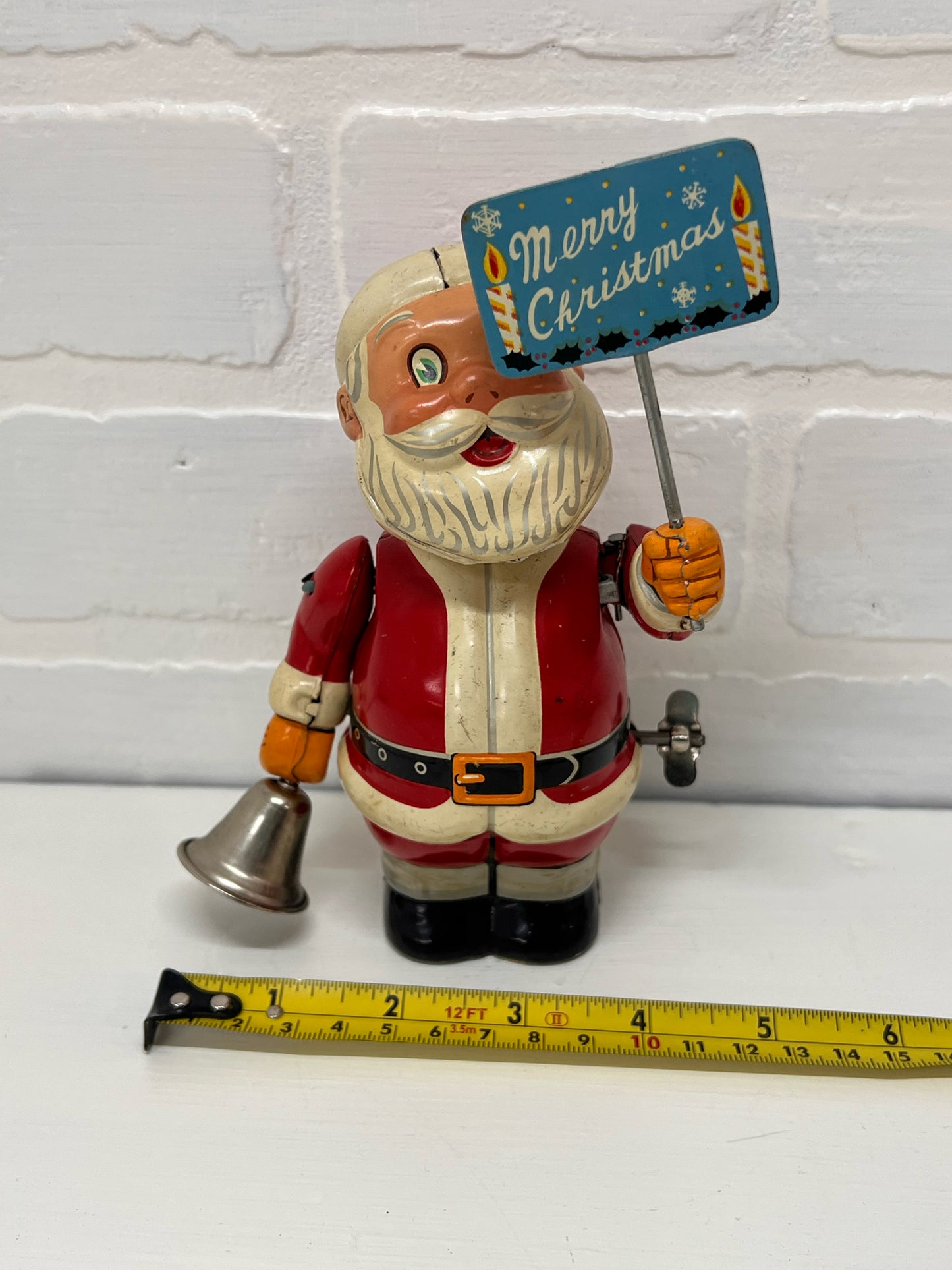 Vintage Wind-up 1950's Santa Tin Lithograph Toy