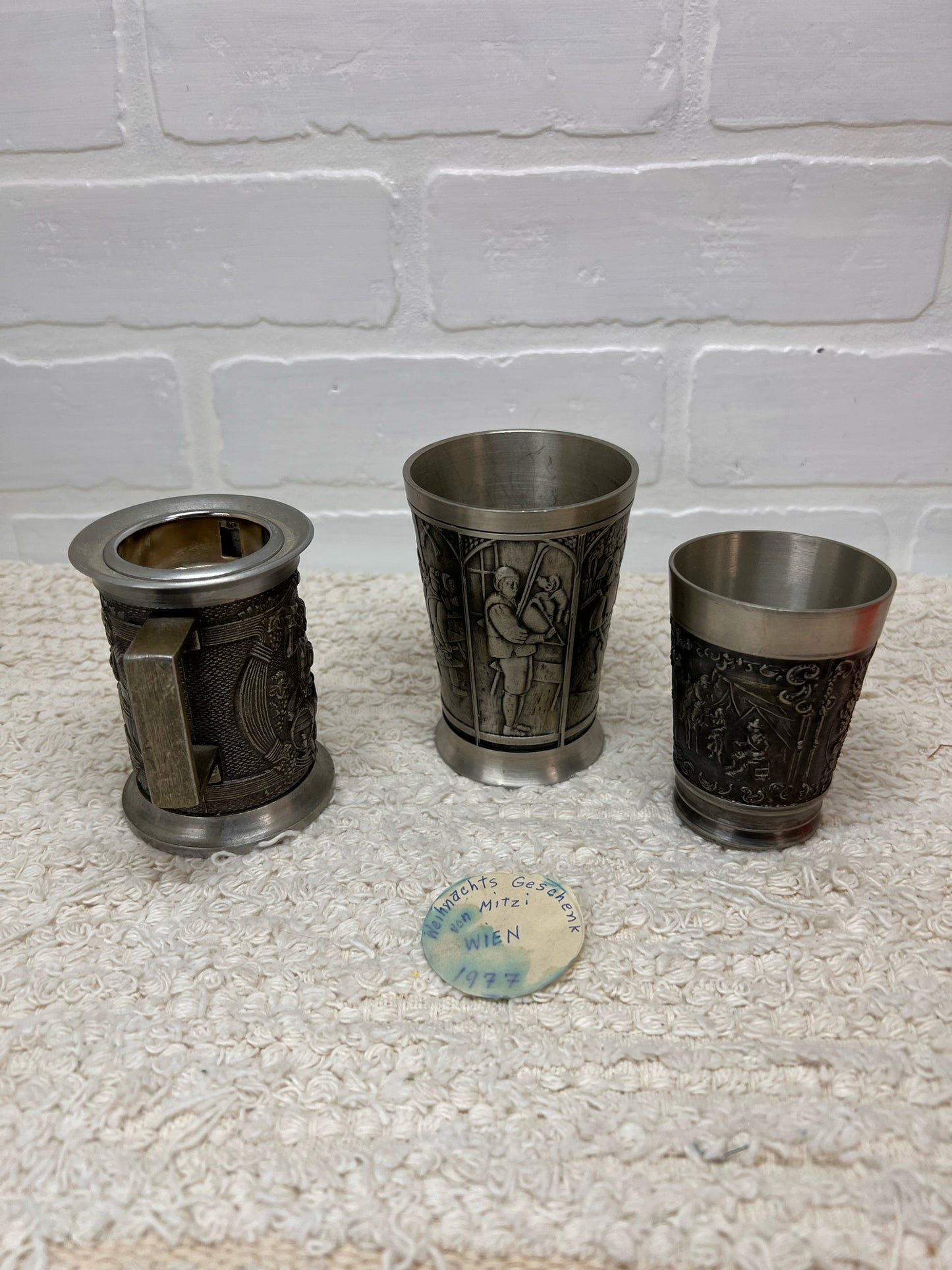 Austrian Pewter Glass Set - Vintage 1970s
