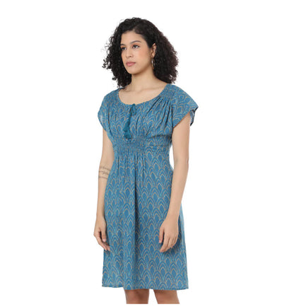 Devil May Care Blue Cotton Dress by Myra Bag
