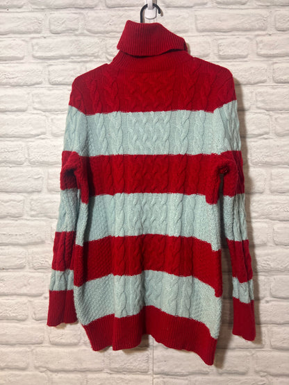 Size M Halogen Red & Blue Striped Wool Blend Sweater