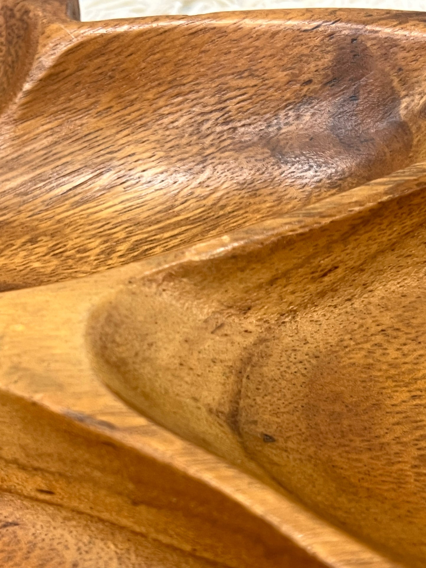 Vintage Wood Leaf Shaped Divided Tray