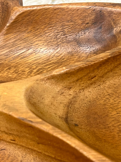 Vintage Wood Leaf Shaped Divided Tray