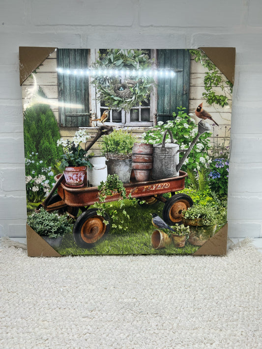 Square spring garden themed canvas