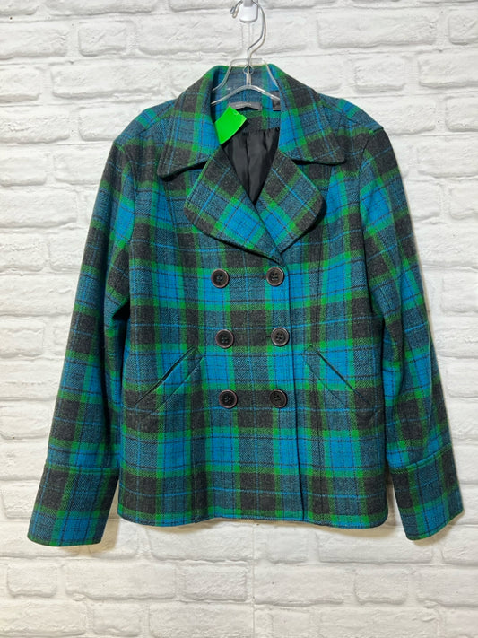 Size L Liz Claiborne plaid wool blend peacoat