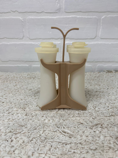 Tupperware Salt & Pepper Shakers in caddy
