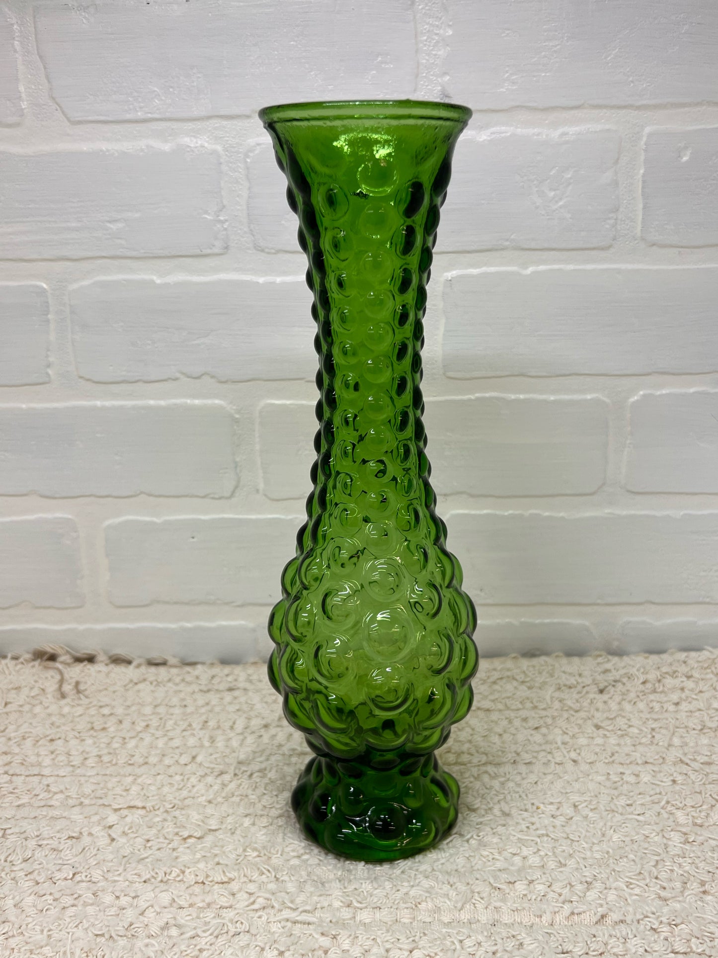 MCM Green Glass Bubble Vase