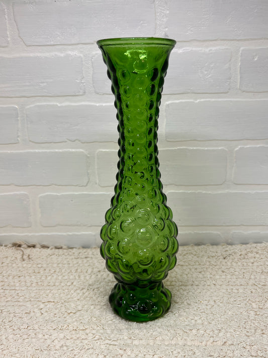 MCM Green Glass Bubble Vase