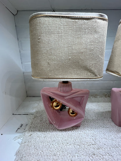 Pink & Gold MCM Boudoir Lamp Set