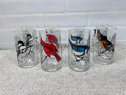Anchor Hocking Song Birds Glass Set 8 Glasses