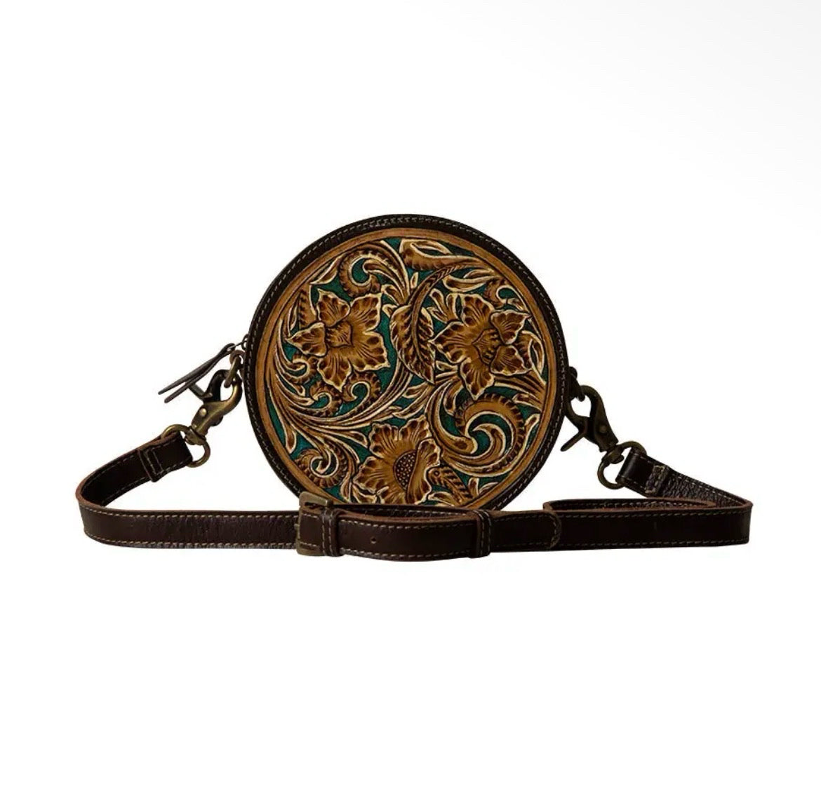 Myra Bag Magnolia Lane Hand-Tooled Round Bag