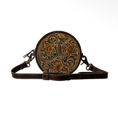 Myra Bag Magnolia Lane Hand-Tooled Round Bag