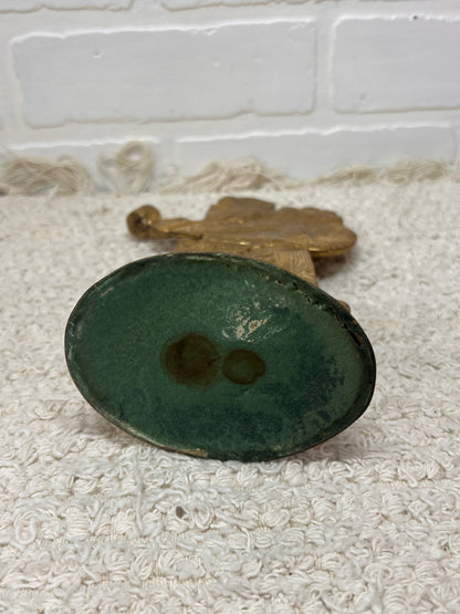 Vintage Brass Santa Taper Candle Holder