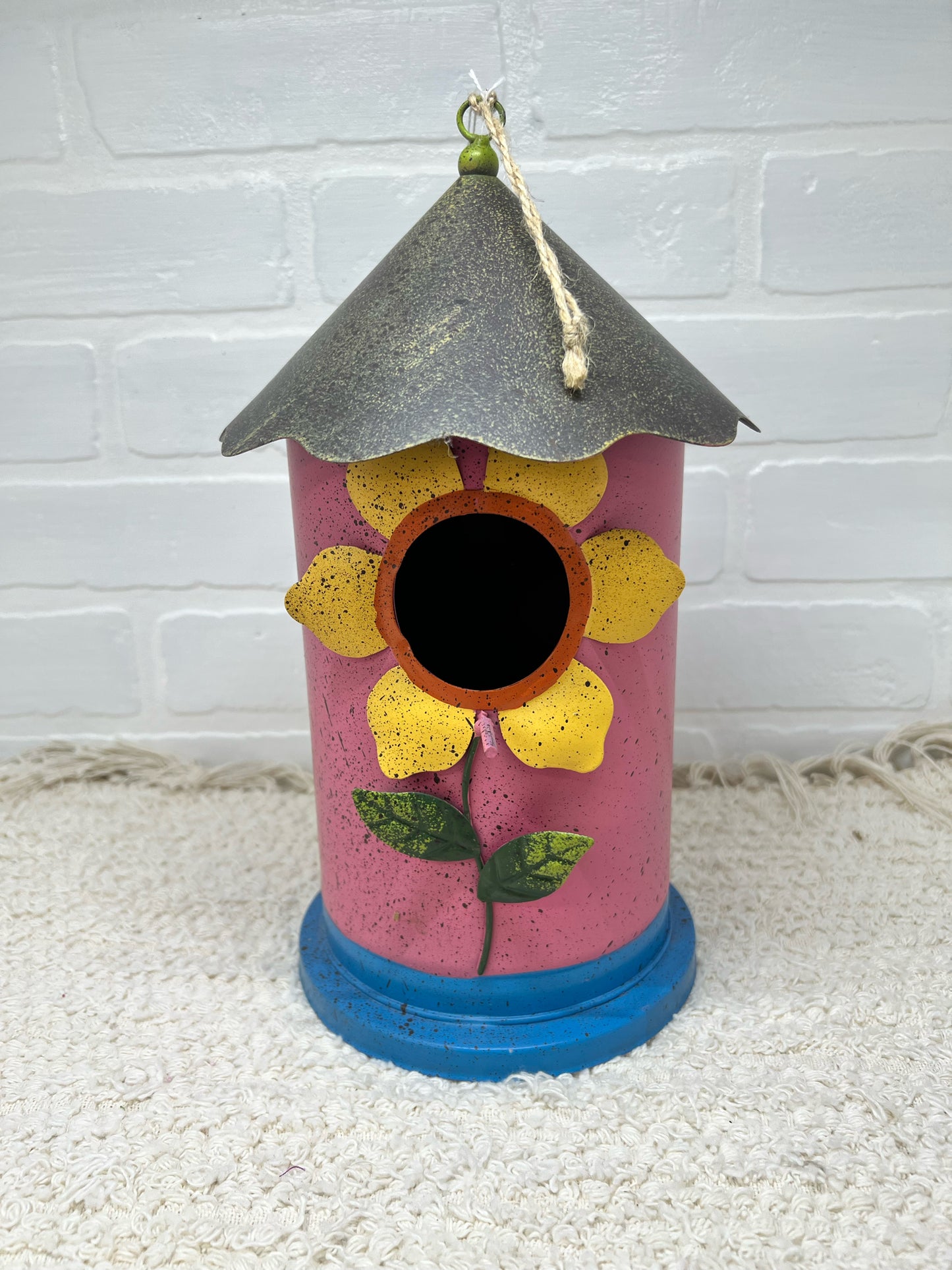 Pink floral decorative birdhouse