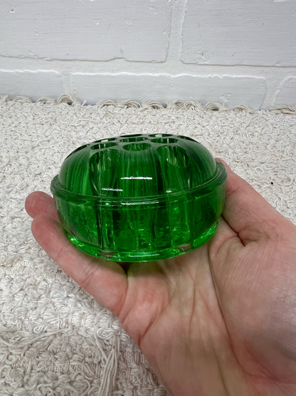 Vintage Uranium Glass Flower Frog