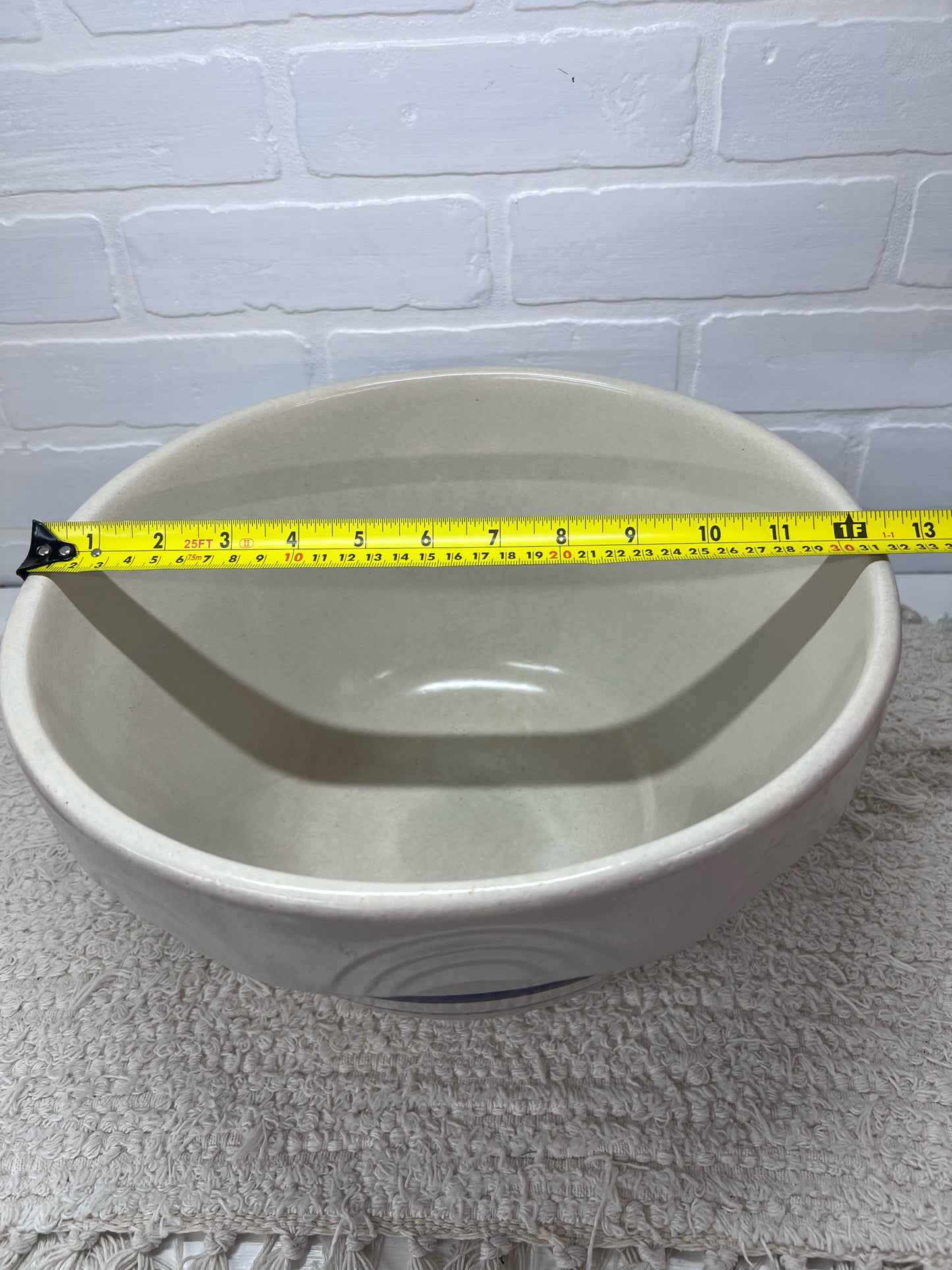 Ransbottom Roseville 12" Mid-Century Blue Banded Bowl