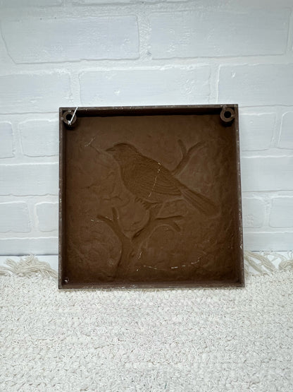 Whitewashed pressed metal bird wall art C