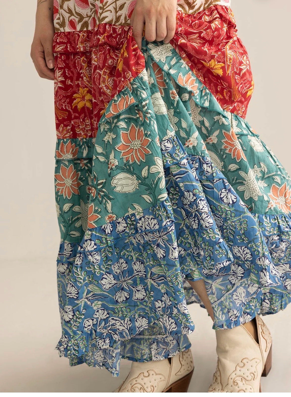 Kismet Patchplay Skirt in Poppy Bloom Sizes S-XXXL