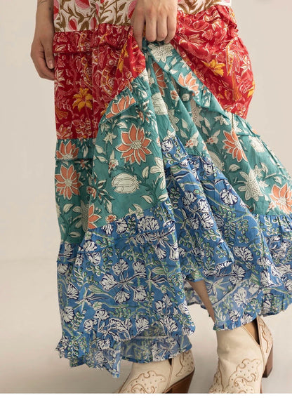 Kismet Patchplay Skirt in Poppy Bloom Sizes S-XXXL