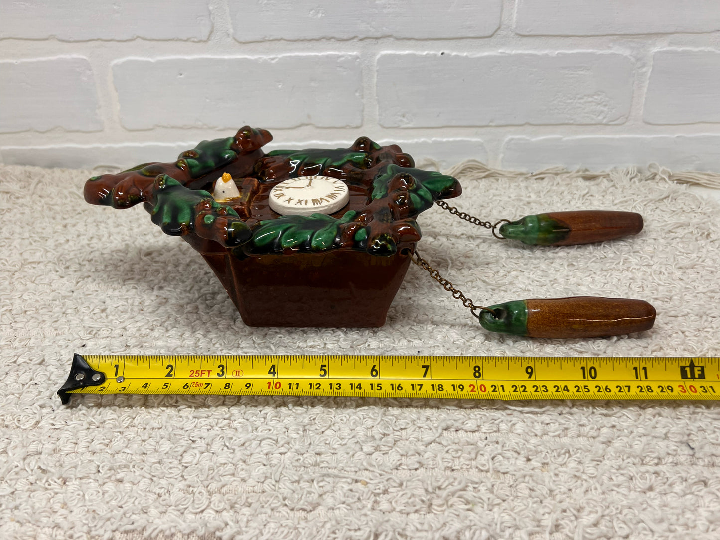 Vintage Ceramic Wall Pocket - Cuckoo Clock with Squirrel