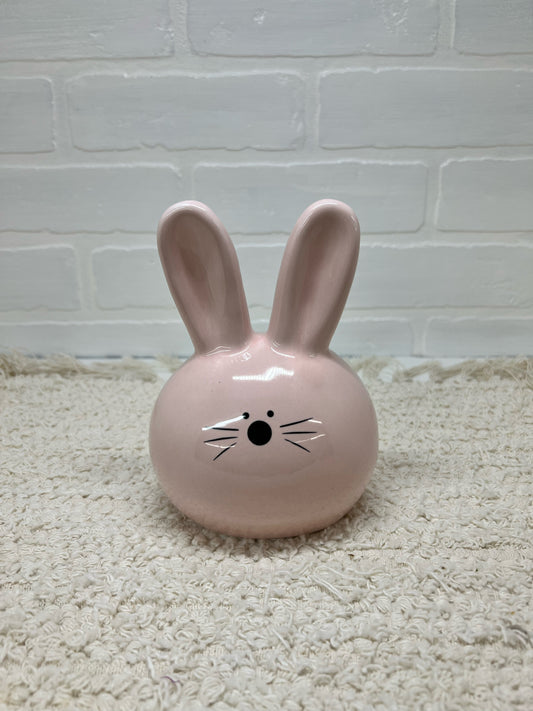 6 inch ceramic bunny head, pink